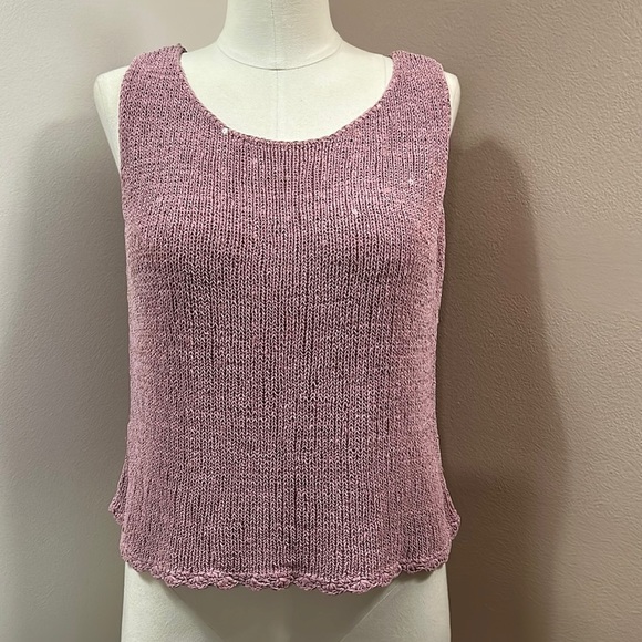 Kate Hill Tops - Kate Hill Silk Sequins Pink Top size M- like new